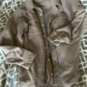 VS Pink Cozy Brown Fleece Jacket XS Runs Baggy